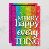 グリッターレインボーLGBTQゲイクリスマス 招待状 (正面/裏面)