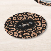 グリッターレオパードプリント ラウンドペーパーコースター (アングル)