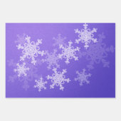 グリッターレッドインディゴゴールデンスノーフレークスクリスマス ラッピングペーパーシート (正面3)