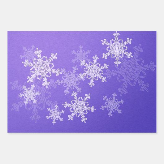 グリッターレッドインディゴゴールデンスノーフレークスクリスマス ラッピングペーパーシート (正面3)