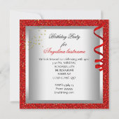 グリッターレッドグラモールナイトカクテルパーティー 招待状 (裏面)