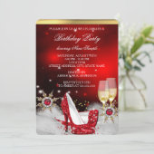 グリッターレッドハイヒールシューズシルバー金ゴールドシャンパン 招待状 (スタンド正面)