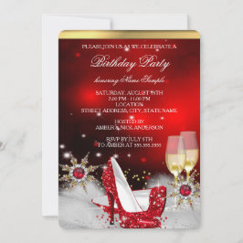 グリッターレッドハイヒールシューズシルバー金ゴールドシャンパン 招待状