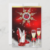 グリッターレッドハイヒールシルバー金ゴールドシャンパン 招待状 (裏面)