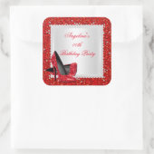 グリッターレッドハイヒールバースデーパーティーダイヤモンド スクエアシール (バッグ)