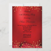 グリッターレッドハイヒールバースデーパーティー金ゴールドブラック 招待状 (裏面)
