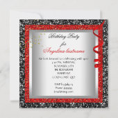 グリッターレッドブラックグラマーナイトカクテルパーティー 招待状 (裏面)