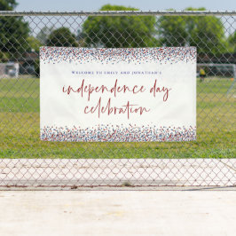 グリッターレッドブルーウェルカムインディペンデンスデー7月4日 横断幕