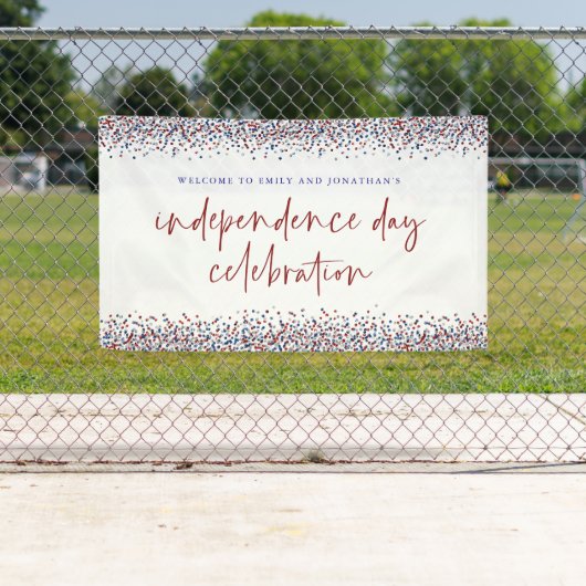 グリッターレッドブルーウェルカムインディペンデンスデー7月4日 横断幕 (インサイチュ)