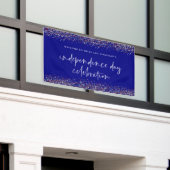 グリッターレッドブルー独立記念日7月4日歓迎 横断幕 (ビルの外側)