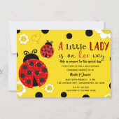 グリッターレッドラディバグ黄色の花ベビーシャワーInv 招待状 (正面)