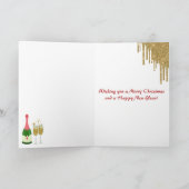 グリッターレッド&金ゴールドシャンパンクリスマス新年 シーズンカード (内部)
