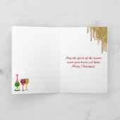 グリッターレッド&金ゴールドシャンパングラスクリスマス シーズンカード (内部)