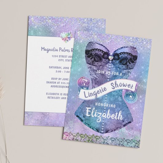 グリッターレースコルセットランジェリーブライダルシャワー 招待状