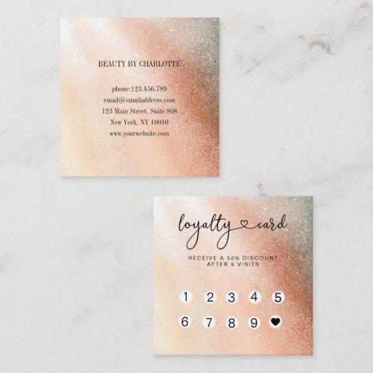グリッターロイヤリティ10爪、 ネイルが名刺を点滅 スクエア名刺 (正面/裏面)