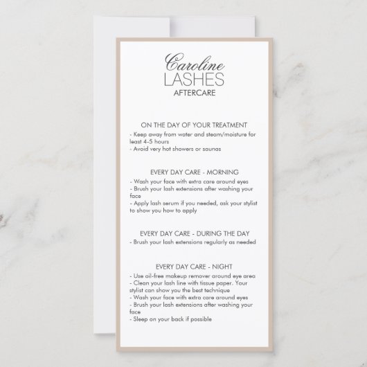 グリッターロングラッシュアフターケアベージュクリーム サンキューカード (正面)