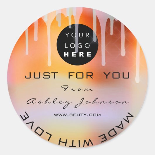 グリッターロ感謝していゴホログラフメタルドリップコーラル ラウンドシール (正面)