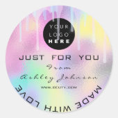 グリッターロ感謝していゴホログラフメタルピンクパステル ラウンドシール (正面)