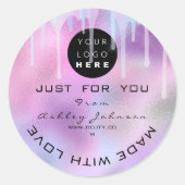 グリッターロ感謝していゴホログラフメタルピンクパープル ラウンドシール (正面)