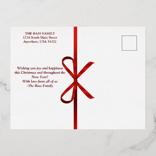 グリッターワンダーランドフォイルホリデーフォトポストカード 箔シーズンポストカード (裏面)