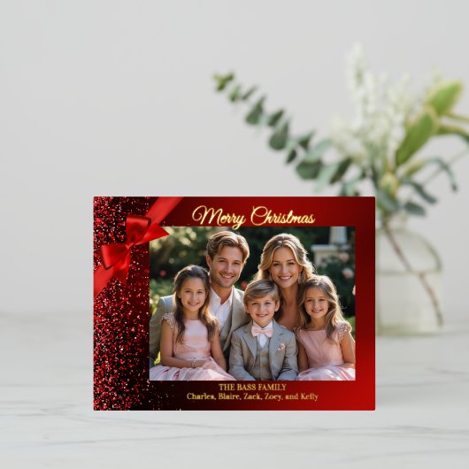 グリッターワンダーランドフォイルホリデーフォトポストカード 箔シーズンポストカード (立ち正面)