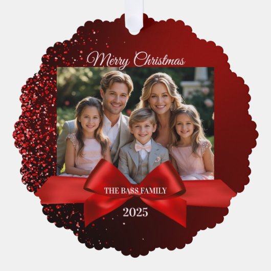 グリッターワンダーランド紙クリスマスオーナメントカード オーナメントカード (正面)