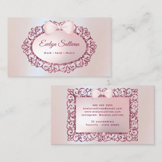 グリッターヴィンテージフレームフェイクフォイル・ビジネス・カード 名刺 (正面/裏面)