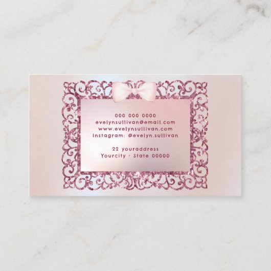 グリッターヴィンテージフレームフェイクフォイル・ビジネス・カード 名刺 (裏面)