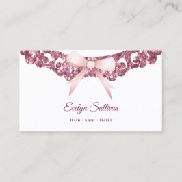 グリッターヴィンテージ枠ピンクボウ名刺 名刺