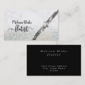 グリッター上のフルートフェイクト文字 名刺 (正面/裏面)