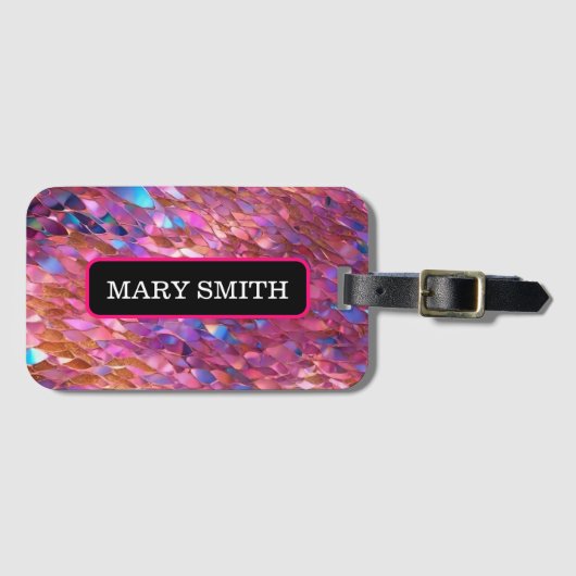 グリッター人気があるオパール型ホログラフィックコレクション ラゲッジタグ (正面横)