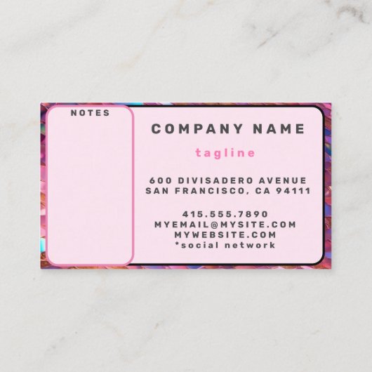 グリッター人気があるオパール型ホログラフィックコレクション 名刺 (裏面)