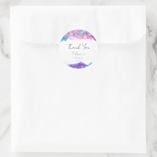 グリッター付きの楽しいインクの花嫁のシャワーパーティー ラウンドシール (バッグ)