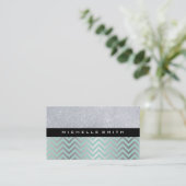 グリッター付き緑のシルバーシェブロン 名刺 (スタンド正面)