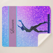 グリッター体操ビームブルーと紫 シェルパブランケット (正面(横))