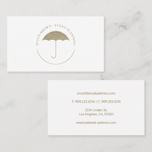 グリッター傘フェイクのロゴ 名刺 (正面/裏面)