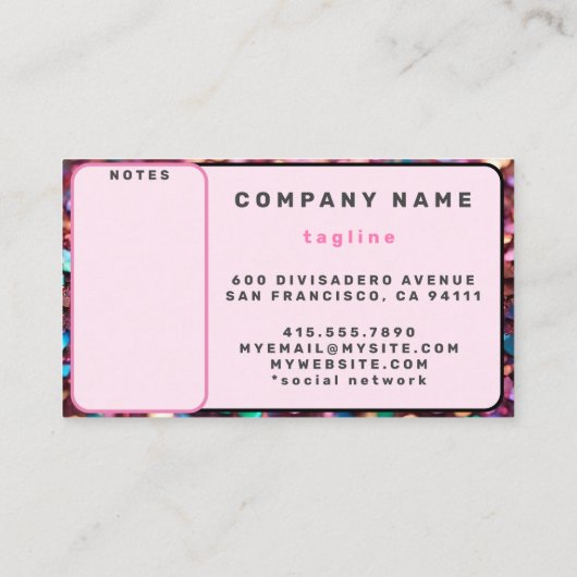 グリッター光トレンディーホログラフィックコレクション 名刺 (裏面)