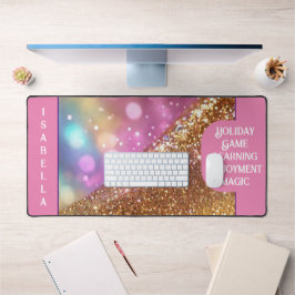グリッター光ホログラフィ人気があるック収集 デスクマット