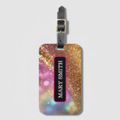 グリッター光ホログラフィ人気があるック収集 ラゲッジタグ (正面縦)