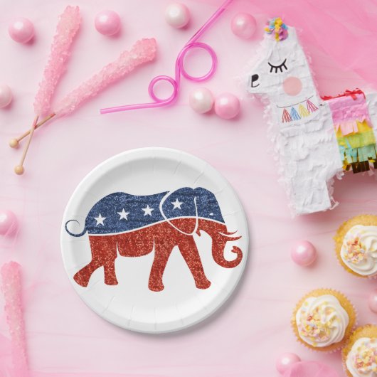グリッター共和党ゾウ紙プレート ペーパープレート (パーティー)