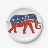 グリッター共和党ゾウ紙プレート ペーパープレート (正面)