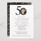 グリッター写真50番目の誕生日カードシャワー招待状 招待状 (正面/裏面)