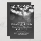 グリッター列ライトヴィンテージ婚約パーティ 招待状 (正面/裏面)