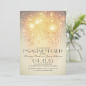 グリッター列ライトヴィンテージ婚約パーティ 招待状 (スタンド正面)