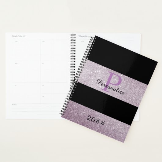 グリッター効果モモダンノグラムスクリパーソナライズされたプト プランナー手帳 (ディスプレー)