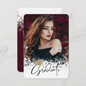 グリッター卒業キャップ写真卒業パーティー 招待状 (正面/裏面)