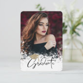 グリッター卒業キャップ写真卒業パーティー 招待状 (スタンド正面)