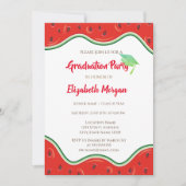 グリッター卒業キャップ、スイカ卒業 招待状 (正面)