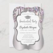 グリッター卒業キャップ、ドリップス卒業 招待状 (正面)