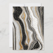 グリッター卒業キャップ、紙吹雪ブラック大理石 招待状 (裏面)